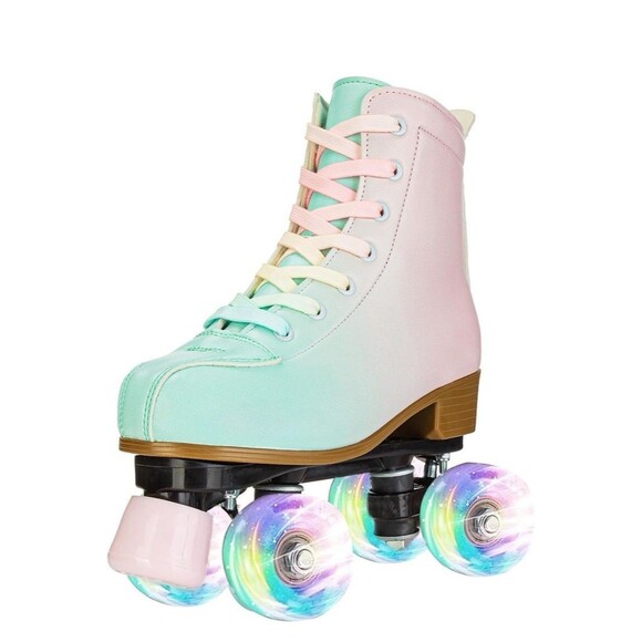 LIKU Quad Roller Skates for Girls All Wheel Light Up Sz 34 youth 3 NEW Rainbow - Picture 4 of 8